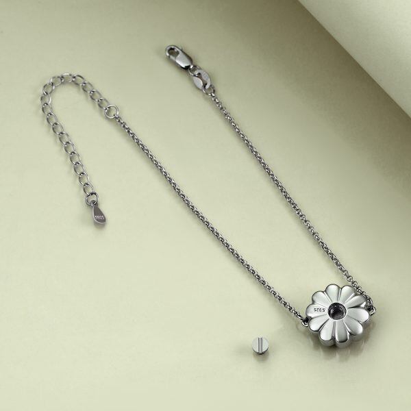 Sterling Silver Sunflower Urn Chain Bracelets-5