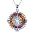 wholesale 925 Sterling Silver Compass Necklace for Women with Crystal Pendant Jewelry Graduation Gift for Teen Girls-0-64