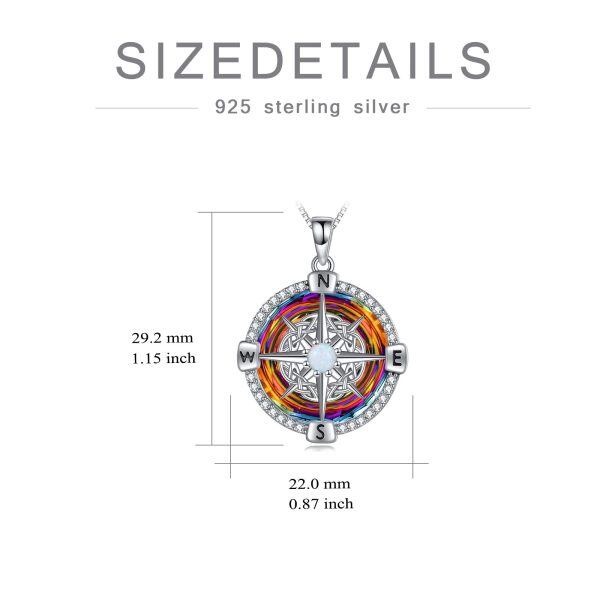 Sterling Silver Compass Pendant Necklace With Crystal And Opal-1