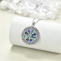 wholesale 925 Sterling Silver Vegvisir Norse Amulet Abalone Shell Pendant Necklace-0-3
