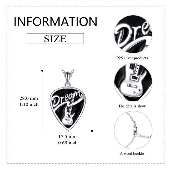 Sterling Silver Guitar Pick Pendant Necklace-1