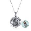 wholesale 925 Sterling Silver Photo Frame Pendant with St. Christopher Protection Charm Necklace for Women-0-0