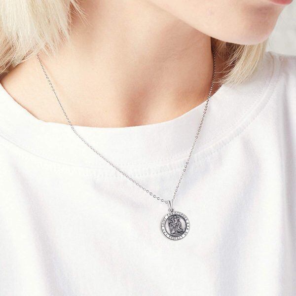 Sterling Silver Saint Christopher Locket Necklace-2