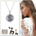 wholesale 925 Sterling Silver Photo Frame Pendant with St. Christopher Protection Charm Necklace for Women-0-5