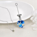 wholesale 925 Sterling Silver Heart-Shaped Blue Crystal Hummingbird Cremation Jewelry Urn Pendant Necklace-0-3