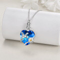 wholesale 925 Sterling Silver Heart-Shaped Blue Crystal Hummingbird Cremation Jewelry Urn Pendant Necklace-0-4
