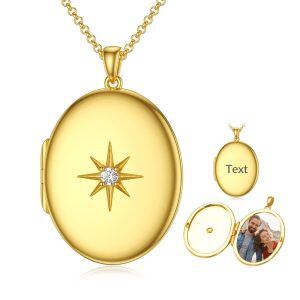 Sterling Silver With Gold Plated Oval Locket Necklace-0