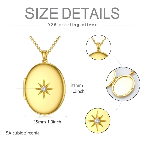 Sterling Silver With Gold Plated Oval Locket Necklace-1