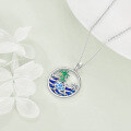 wholesale 925 Sterling Silver Blue Opal Hawaiian Sea Turtle Palm Tree Pendant Necklace s for Women Girls Mom Daughter-0-3