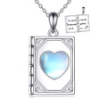 wholesale 925 Sterling Silver Heart-Shaped Moonstone Book Locket Pendant Necklaces Graduation Gifts for Women-0-0