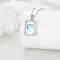 wholesale 925 Sterling Silver Heart-Shaped Moonstone Book Locket Pendant Necklaces Graduation Gifts for Women-0-3