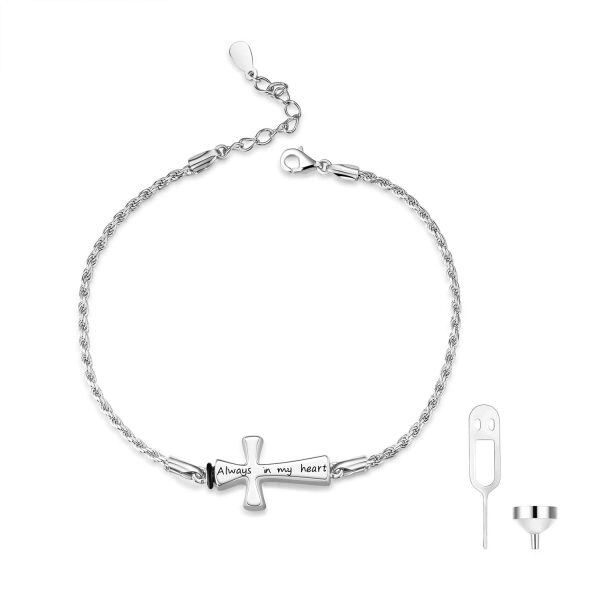 Sterling Silver Cross Urn Chain Bracelets-0