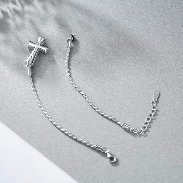 Sterling Silver Cross Urn Chain Bracelets-3