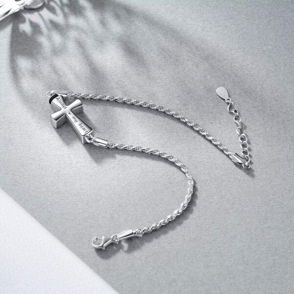 Sterling Silver Cross Urn Chain Bracelets-4