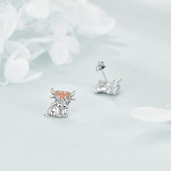 Sterling Silver Highland Cow Stud Earrings-4