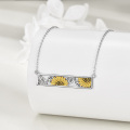 wholesale 925 Sterling Silver Bar with Gold Plated Sunflowers and Leaves Pendant Necklaces for Women Gift Ideas-0-3