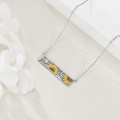 wholesale 925 Sterling Silver Bar with Gold Plated Sunflowers and Leaves Pendant Necklaces for Women Gift Ideas-0-4