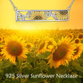 wholesale 925 Sterling Silver Bar with Gold Plated Sunflowers and Leaves Pendant Necklaces for Women Gift Ideas-0-5