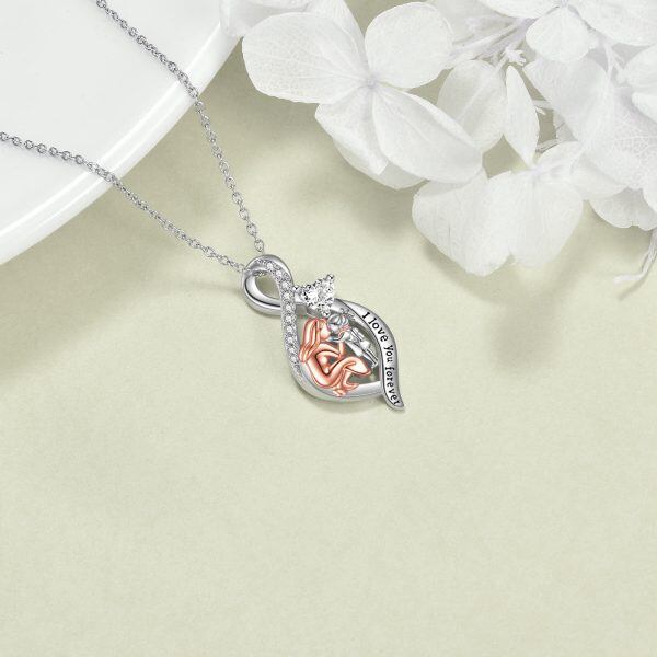 Sterling Silver Mother Daughter Pendant Necklace-4