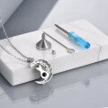 wholesale 925 Sterling Silver Crescent Moon & Black Cat Keepsake Pendant Necklace with Funnel and Fill Tool Set-0-4