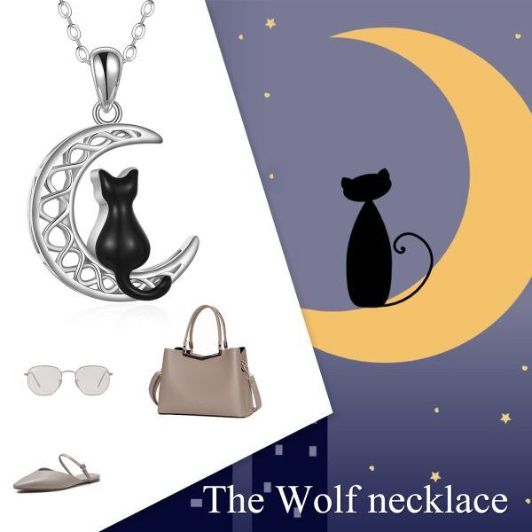 Sterling Silver Cat Moon Urn Necklace-5