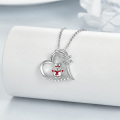 wholesale 925 Sterling Silver Heart-Shaped Snowman Pendant Necklace with Crystal Accents - Perfect Holiday Gift for Women & Girls-0-3