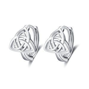 Sterling Silver Triangle Celtic Knot Huggie Earrings-1