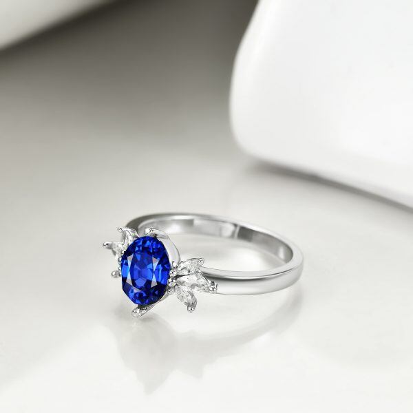 Sterling Silver Blue CZ September Birthstone Rings-3