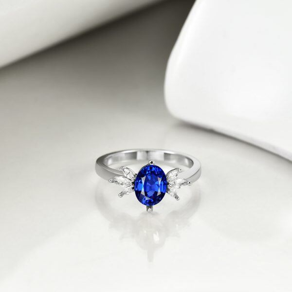 Sterling Silver Blue CZ September Birthstone Rings-4