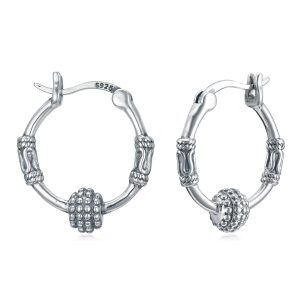 Sterling Silver Boho Hoop Earrings-0