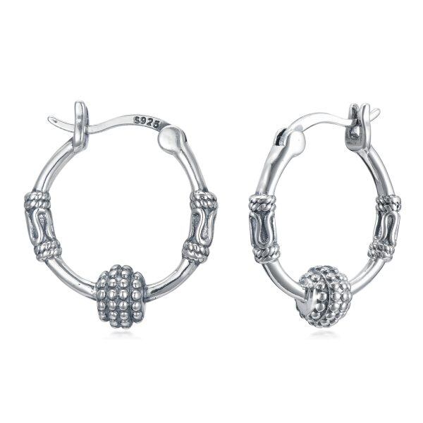 Sterling Silver Boho Hoop Earrings-0