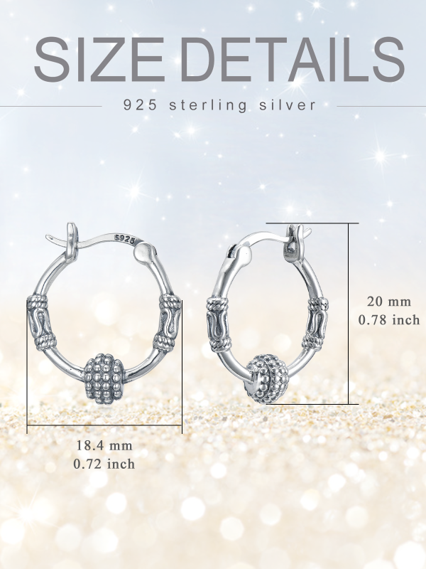 Sterling Silver Boho Hoop Earrings-1