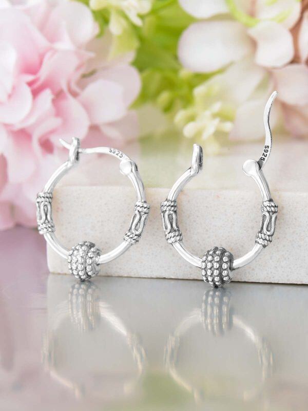 Sterling Silver Boho Hoop Earrings-4