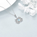 wholesale 925 Sterling Silver Rainbow Moonstone Lotus Flower Pendant Necklace for Women s-0-4