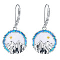 wholesale 925 Sterling Silver Mountain Landscape Dangle Earrings with Blue Opal and Gold Accents-0-0
