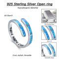 wholesale 925 Sterling Silver Blue Fire Opal Cuff Bracelet with Faith Hope Love Engraving - Fashion s for Women-0-1
