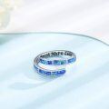 wholesale 925 Sterling Silver Blue Fire Opal Cuff Bracelet with Faith Hope Love Engraving - Fashion s for Women-0-3