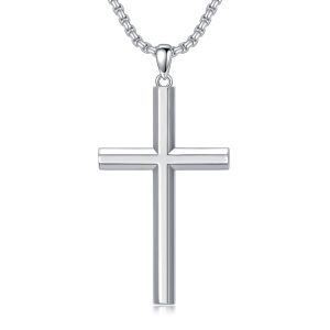 Sterling Silver Ankh Cross Pendant Necklace With Stainless Steel Chain-0