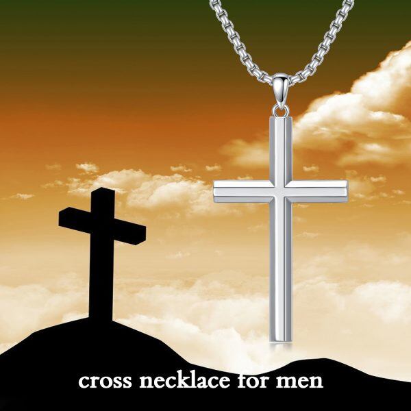 Sterling Silver Ankh Cross Pendant Necklace With Stainless Steel Chain-5