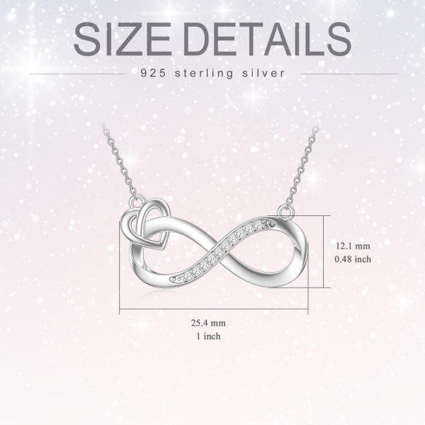 Sterling Silver Infinity Symbol Heart Shape Pendant Necklace With Diamond-1