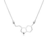 wholesale 925 Sterling Silver Serotonin Molecule Pendant Necklaces Minimalist Chemistry Gifts for Women- Rhodium Plated