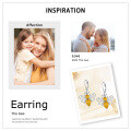 wholesale 925 Sterling Silver Honeybee with Amber Accents Drop Earrings-0-5