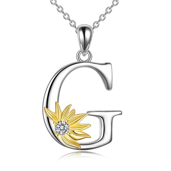 Sterling Silver Initial Alphabet Letter "G" Pendant Necklaces-0