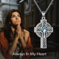 wholesale 925 Sterling Silver Celtic Cross Urn Necklace with Abalone Shell Knot Pendant for Men & Women-0-5