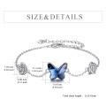 wholesale 925 Sterling Silver Butterfly Blue Crystal Flower Charm Bracelet for Women's Fashion Jewelry USA Seller-0-1