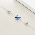 wholesale 925 Sterling Silver Butterfly Blue Crystal Flower Charm Bracelet for Women's Fashion Jewelry USA Seller-0-3