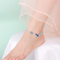 wholesale 925 Sterling Silver Butterfly Blue Crystal Flower Charm Bracelet for Women's Fashion Jewelry USA Seller-0-5