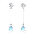 wholesale 925 Sterling Silver Teardrop Moonstone Knot Dangle Earrings for Women and Girls-0-0
