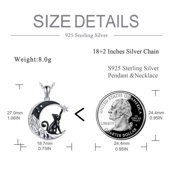 Sterling Silver Black Cat & Moon Urn Necklace-1