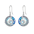 wholesale 925 Sterling Silver Blue Crystal Sun & Moon Drop Earrings for Women - Birthday Gift Ideas-0-0